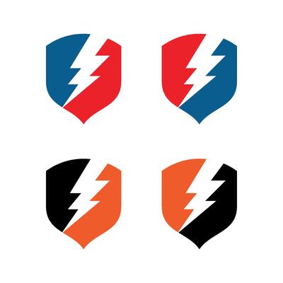 Set Thunderbolt Shield Logo Template Illustration Design. EPS 10.