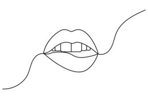 Lip continuous one line drawing of outline simple icon vector