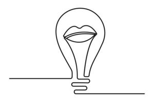 Lip continuous single line drawing and outline editable stroke vector