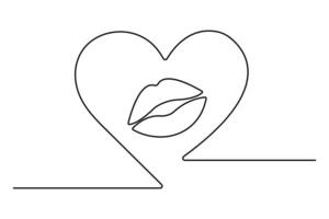 Lip continuous single line art drawing of outline simple icon vector