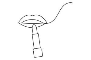 Lip continuous one line art symbol illustration with editable stroke one line Icon. vector