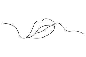 Lip continuous one line drawing and isolated outline illustration vector