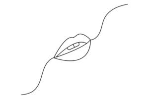 Lip continuous one line drawing with black and white background vector