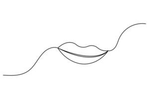 Lip continuous one line drawing and outline simple design vector