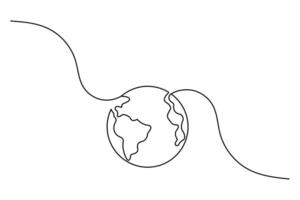Earth hour continuous one line art symbol illustration with editable stroke one line Icon. vector