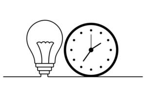Earth hour continuous one line drawing with black and white background vector