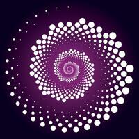 Vibrant dotted spiral pattern in purple tones, radiating depth and dynamic movement, ideal for futuristic and abstract designs vector