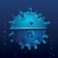 Underwater naval mine with metallic spikes, floating in the deep blue ocean. A symbol of maritime warfare, danger, and military defense. Ideal for naval, war history, and strategic-themed projects vector
