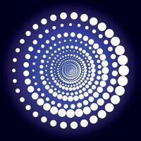 White dotted spiral vortex on a deep blue background, symbolizing motion, energy, and hypnotic visual effects vector