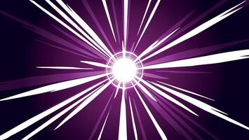Bright cosmic energy burst with neon purple rays and a glowing center, radiating power and intensity. Ideal for sci-fi, futuristic, and abstract energy designs vector