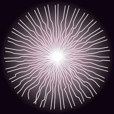 Radiant white energy burst with organic wavy lines, symbolizing light, explosion, or cosmic force