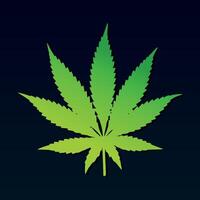 Bright green cannabis leaf with sharp details and symmetrical shape, isolated on a dark background. A powerful representation of medical marijuana, herbal medicine, and natural alternative healing vector
