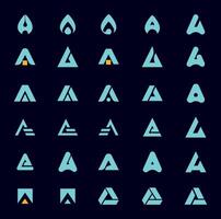 Collection of A symbols for a perfect triangle shaped logo, ideal for modern branding and digital design vector