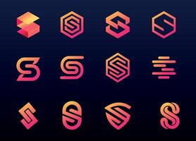 Modern gradient logo concepts with stylized 'S' letters, combining futuristic and sleek designs vector