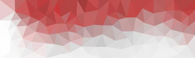 A geometric abstract background with a red and white polygonal pattern, resembling a low-poly artistic style. The design is modern and dynamic, suitable for banners or digital artwork. vector