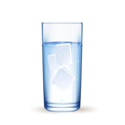 Refreshing Glass of Water with Ice Cubes