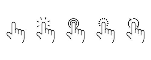 Hand cursor, pointer, mouse, click line icon set. vector