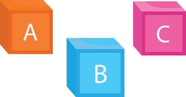 floating alphabet blocks A, B, and C. This represents playful learning, childhood development, and early education concepts. vector