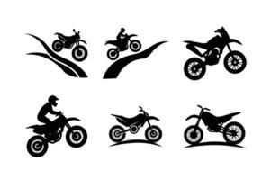 Adventure motorcycle silhouettes set on white background vector