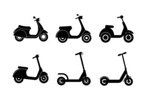 Set of scooter silhouettes for design and projects vector