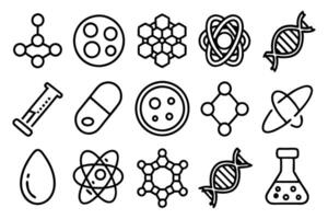 Molecular Structure Line Icons vector