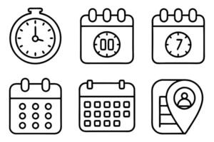 time date and location editable stroke outline ic vector