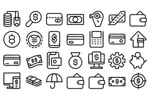 credit card line icon set set of outline icons vector