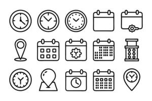 time date and location editable stroke outline vector