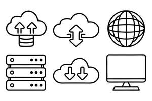 Minimalist Cloud Computing Icons vector