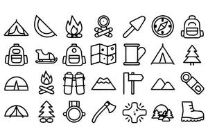 camping line icon set set of outline icons rel vector
