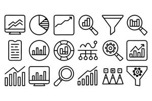 Insightful Data Analysis Outline Icons vector