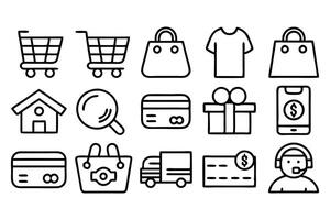e commerce line icon set vector