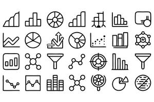 data analytics line icon set set of outline vector