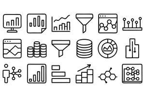 Minimalist Data Analytics Icons Pack vector