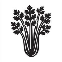 Abstract Celery Shape Artistic Black silhouette on white background vector