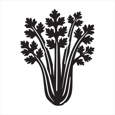 Abstract Celery Shape Artistic Black silhouette on white background