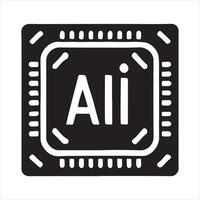 AI microchip technology icon silhouette white background vector