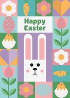 Happy easter patterns modern geometric abstract style and with easter bunny vector
