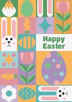 Happy easter patterns modern geometric abstract style vector