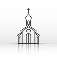 Church building icon in linear style with dome. illustration. vector