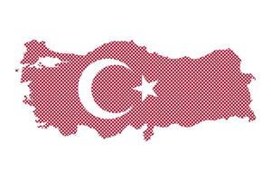 Turkey flag map contour with dotted pattern illustration vector