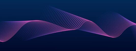 Abstract dark blue background with dynamic wave lines Futuristic technology concept. vector