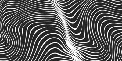 Optical illusion line pattern.Liquid black and white line abstract background Monochrome line wave vector