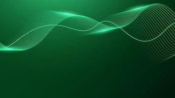 Abstract shining wave lines on dark green background.Dynamic wave pattern Futuristic technology concept. vector