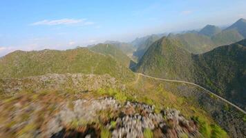 Cinematic FPV flight over mountainous terrain of the Ha Giang Loop in Vietnam video
