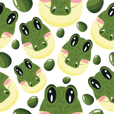 Easter seamless pattern with decorated eggs with green crocodile and green eggs for holiday poster, textile or wrapping