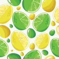 Easter seamless pattern with decorated eggs with juicy lemon with lime and yellow and green eggs for holiday poster, textile or packaging vector