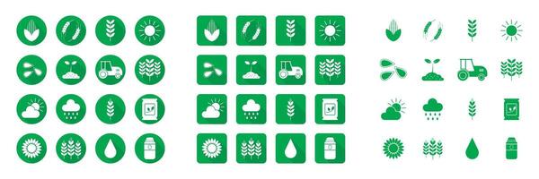 Agriculture icons set in three different style vector
