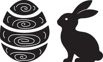 A Set of an Easter Egg and a Easter bunny. vector