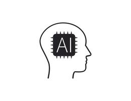 Ai, artificial intelligence with head icon. vector